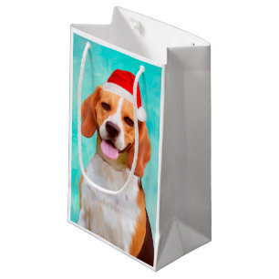Bolsa De Regalo Pequeña Retrato de Santa Hat Navidades de Perro Beagle