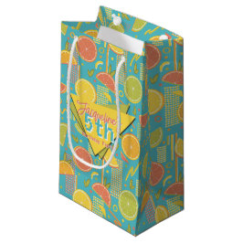 Bolsa De Regalo Pequeña Retro Blue Summer Citrus Fruit Birthday