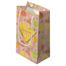 Bolsa De Regalo Pequeña Retro Pink Summer Citrus Fruit Birthday