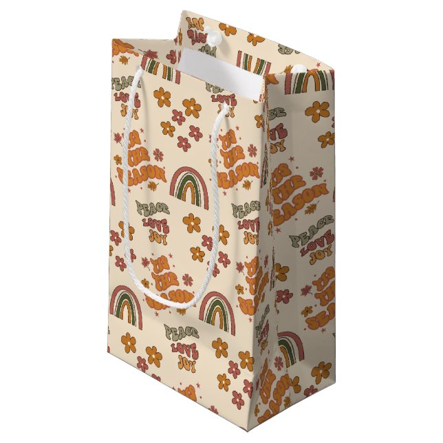 Bolsa De Regalo Pequeña Retro Rainbow Flower Christmas (Angulo Anverso)