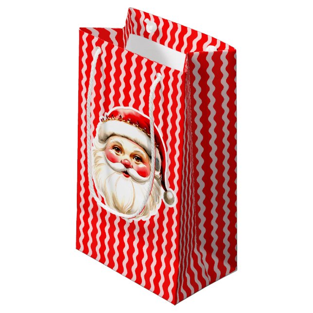 Bolsa De Regalo Pequeña Retro Rojo Santa Claus Navidades de Ric Rac Rojo (Angulo Anverso)