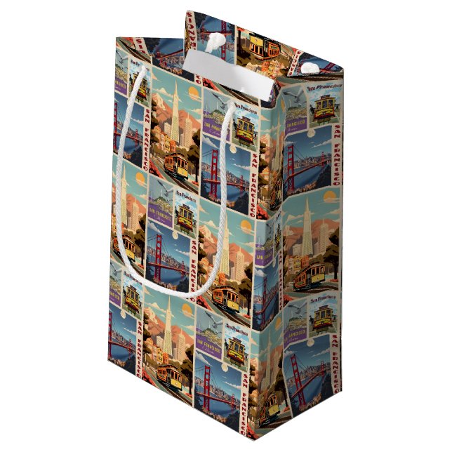 Bolsa De Regalo Pequeña Retro San Francisco Patchwork (Angulo reverso)