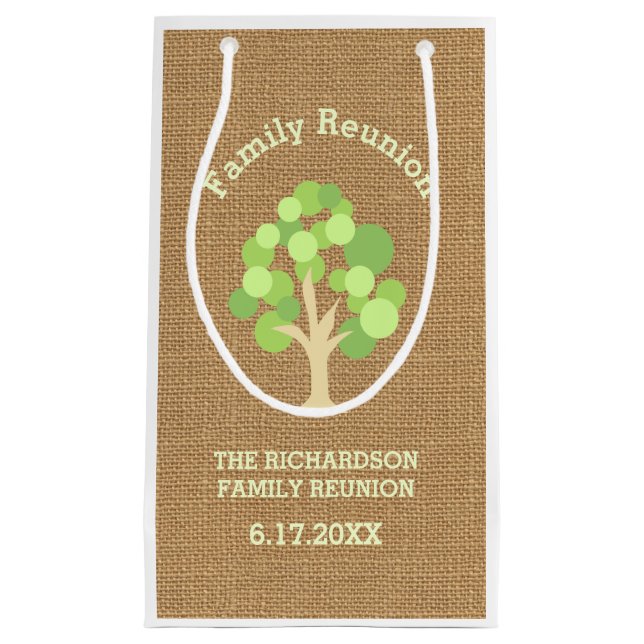 Bolsa De Regalo Pequeña Reunión de familia verde rústica linda del árbol y (Anverso)