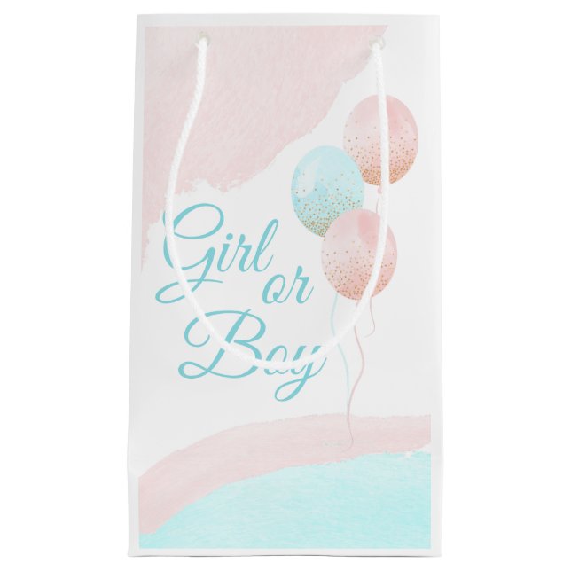 Bolsa De Regalo Pequeña Revelación de los globos rosados y azules de los g (Anverso)