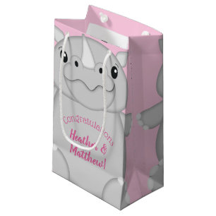 Bolsa De Regalo Pequeña Rhino Baby Shower Pink