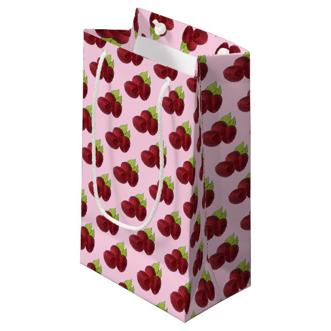 Bolsa De Regalo Pequeña Ripe Raspberry Rojo Raspberries Berry Fruth Print (Angulo Anverso)