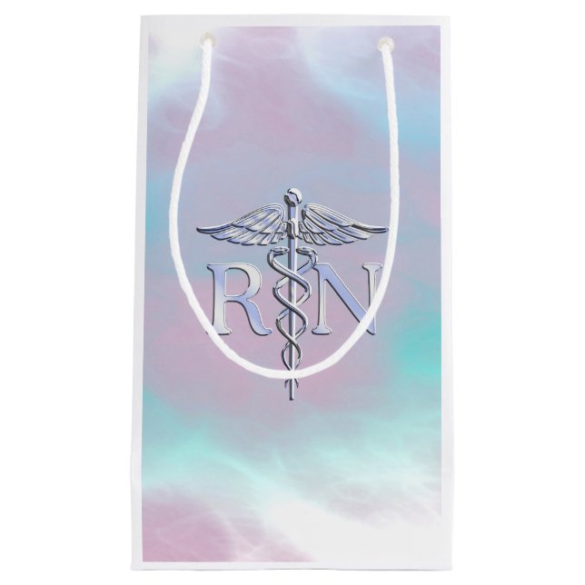 Bolsa De Regalo Pequeña RN Caduceus Madre Médica Decoración Perla (Anverso)