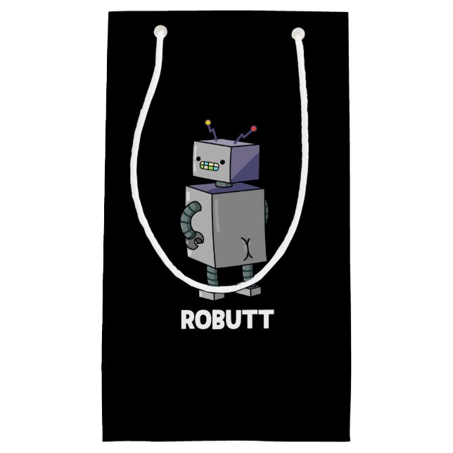 Bolsa De Regalo Pequeña Robutt Funny Robot Pun Dark BG (Anverso)