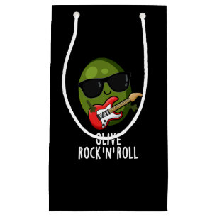 Bolsa De Regalo Pequeña Roca Oliva Y Rollo Funny Rocker Olive Pun Dark BG