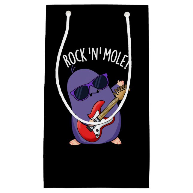 Bolsa De Regalo Pequeña Rock N Mole Gracioso Animal Pun Dark BG (Anverso)
