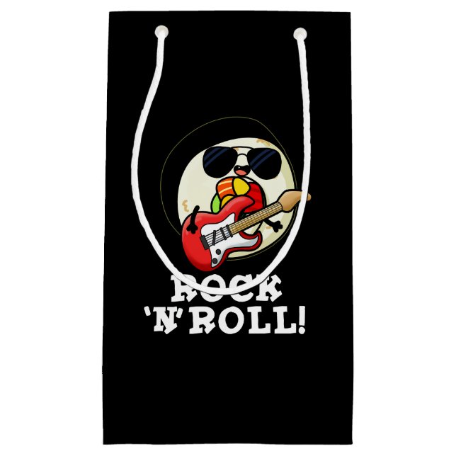 Bolsa De Regalo Pequeña Rock n Roll Funny Sushi Roll Pun Dark BG (Anverso)