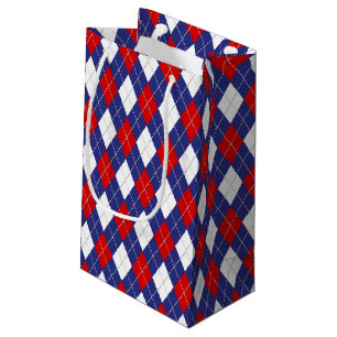 Bolsa De Regalo Pequeña Rojo, blanco-azul Argyle 2-GIFT BAG S