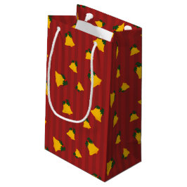 Bolsa De Regalo Pequeña Rojo de vacaciones Campana de franja dorada Navida