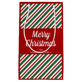 Bolsa De Regalo Pequeña Rojo Festivo Y Patrón Verde Feliz Navidad