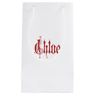 Bolsa De Regalo Pequeña Rojo personalizado de Chloe del pergamino de