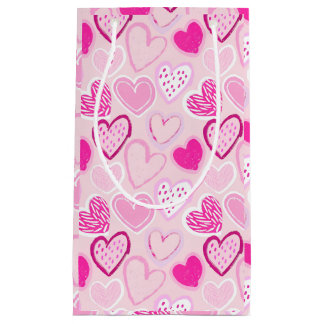 Bolsa De Regalo Pequeña Romantic Blush Pink and Magenta Patterned Heart