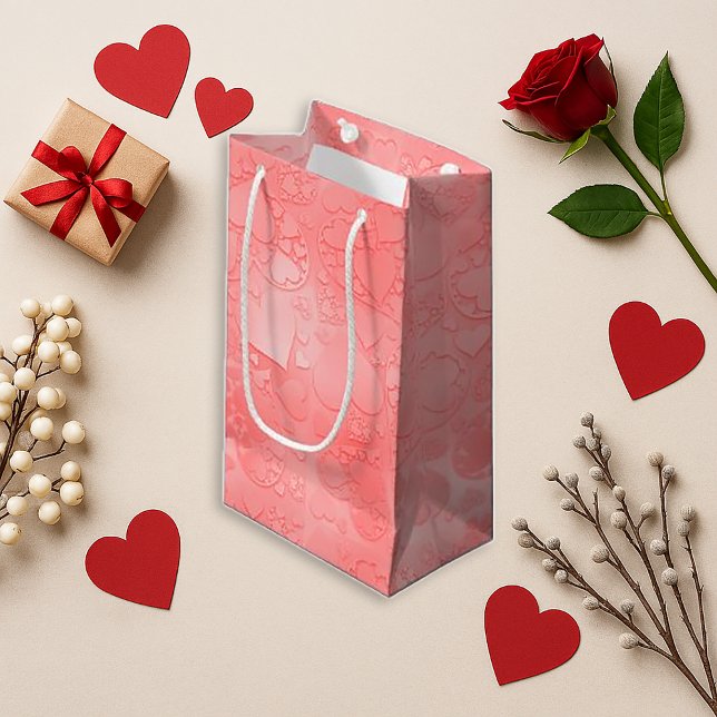 Bolsa De Regalo Pequeña Romantic Pink Whimsical Heart Pattern  (Subido por el creador)