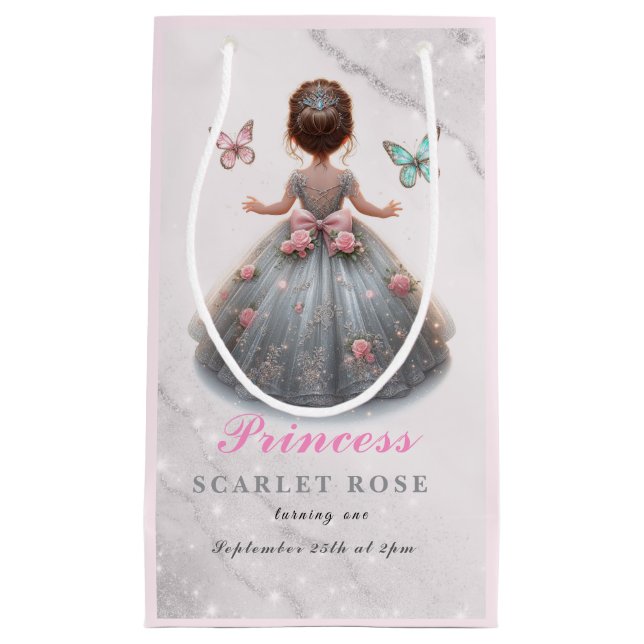 Bolsa De Regalo Pequeña Ropa de plata rosa vestido Fairytale fiesta de cum (Anverso)