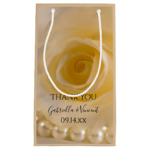 Bolsa De Regalo Pequeña Rosa Blanca y Boda de Perlas Gracias Por Favor