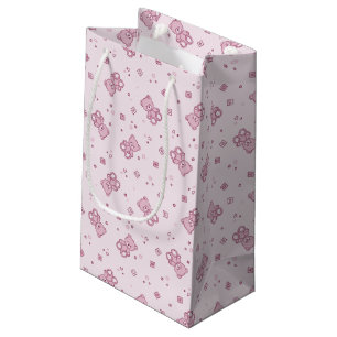 Bolsa De Regalo Pequeña Rosa del fondo de los osos de peluche