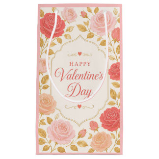 Bolsa De Regalo Pequeña Rosa Dorada Romance de San Valentín