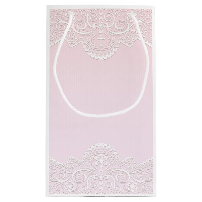 Bolsa De Regalo Pequeña Rosa, encaje blanco, religioso (Reverso)