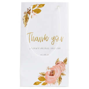 Bolsa De Regalo Pequeña Rosa Purpurina de flores de oro ducha de novia Gra