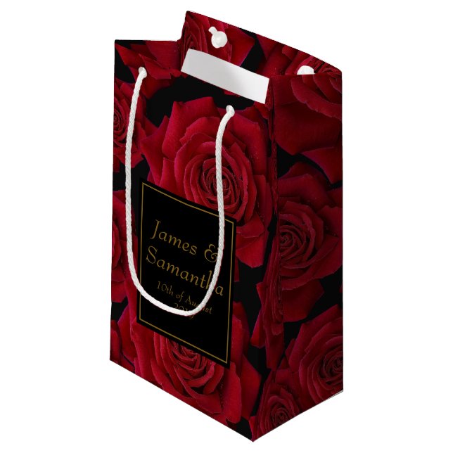 Bolsa De Regalo Pequeña Rosa Roja elegante - (Angulo Anverso)