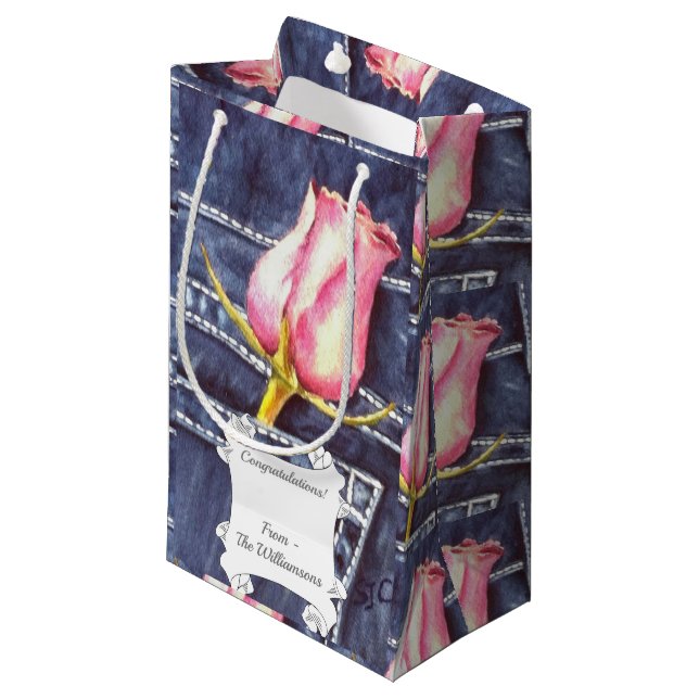 Bolsa De Regalo Pequeña Rosa rosa simple (Angulo Anverso)