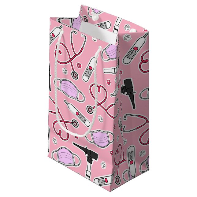 Bolsa De Regalo Pequeña Rosa veterinario/veterinario del modelo del (Angulo Anverso)