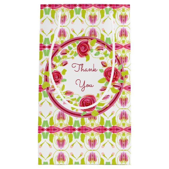 Bolsa De Regalo Pequeña Rosa Y Borgoña (Anverso)