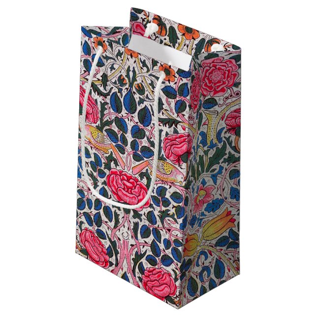 Bolsa De Regalo Pequeña Rosa y pájaro, William Morris (Angulo reverso)