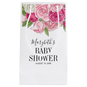 Bolsa De Regalo Pequeña Rosas color agua rosa Baby Shower