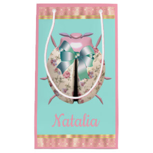 Bolsa De Regalo Pequeña Rosas de costilla de liga violeta rosa floral lind