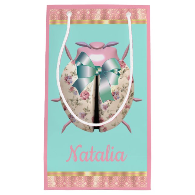 Bolsa De Regalo Pequeña Rosas de costilla de liga violeta rosa floral lind (Anverso)