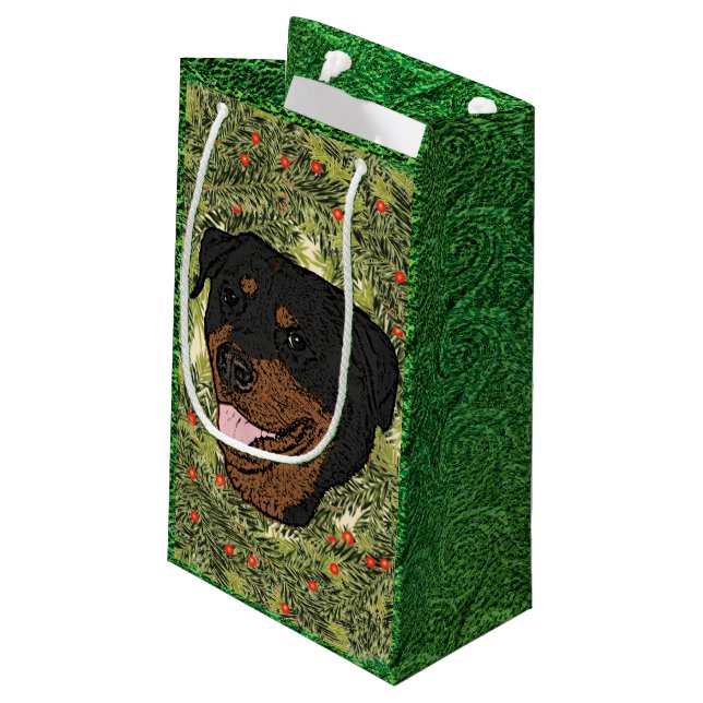 Bolsa De Regalo Pequeña Rottweiler Wreath (Angulo reverso)