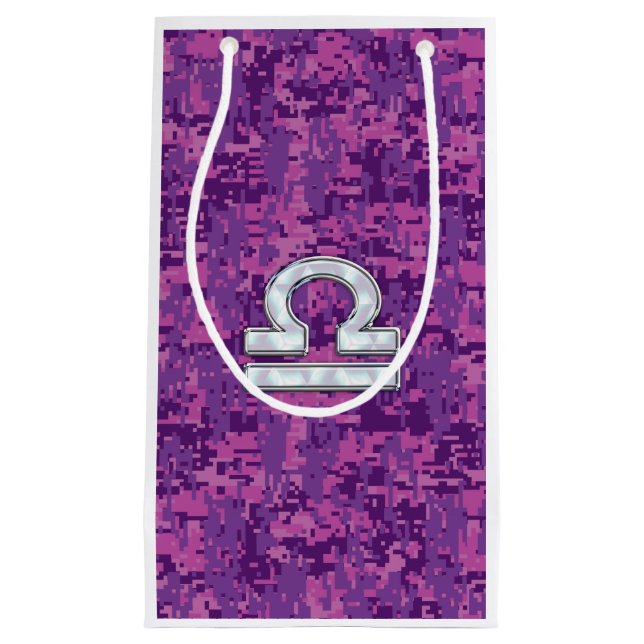Bolsa De Regalo Pequeña Rótulo Libra en el camo digital de Fuchsia (Anverso)