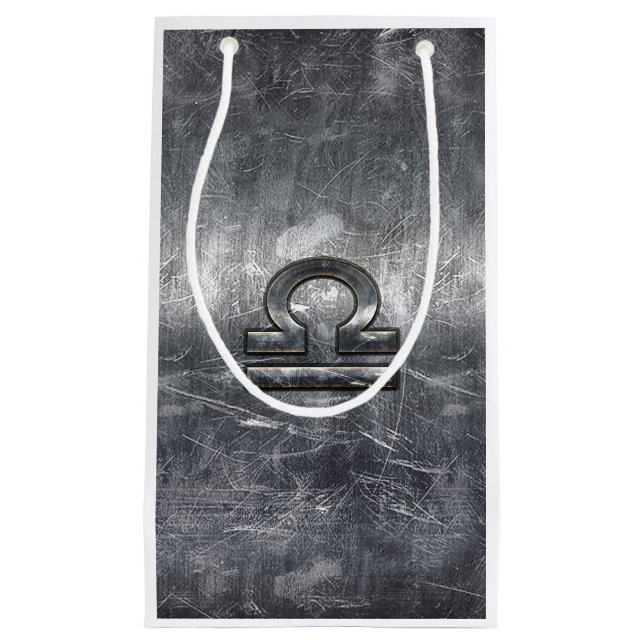 Bolsa De Regalo Pequeña Rótulo Libra Zodiac de estilo metálico (Anverso)