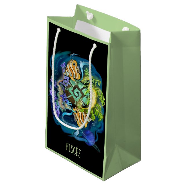 Bolsa De Regalo Pequeña Rótulo Pisces Zodiac (Angulo Anverso)
