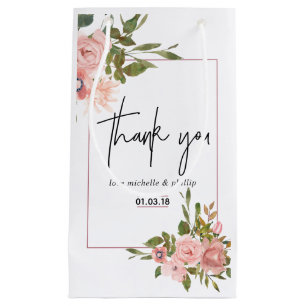 Bolsa De Regalo Pequeña Rubor floral acuarela y Boda de oro Rosa