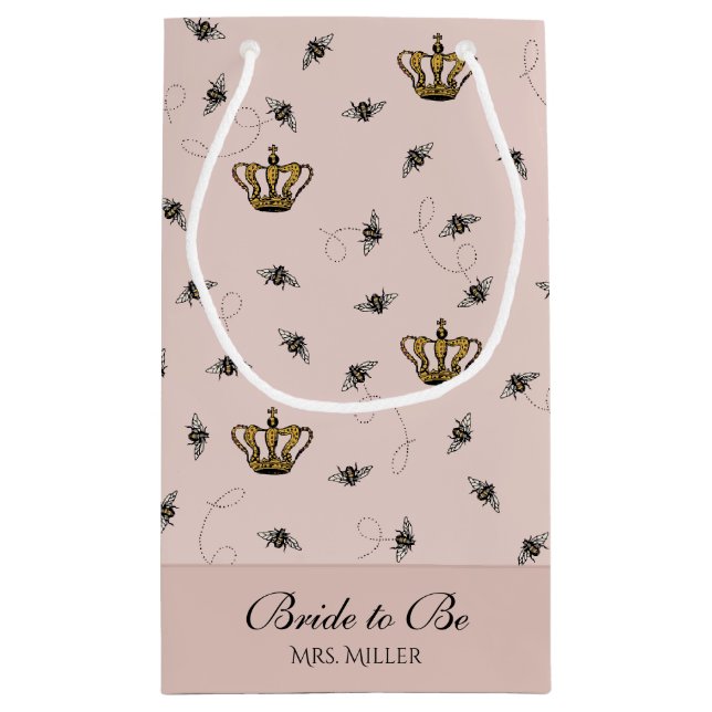 Bolsa De Regalo Pequeña Rubor Pink Future Mrs Queen Bee Gold Crown (Reverso)