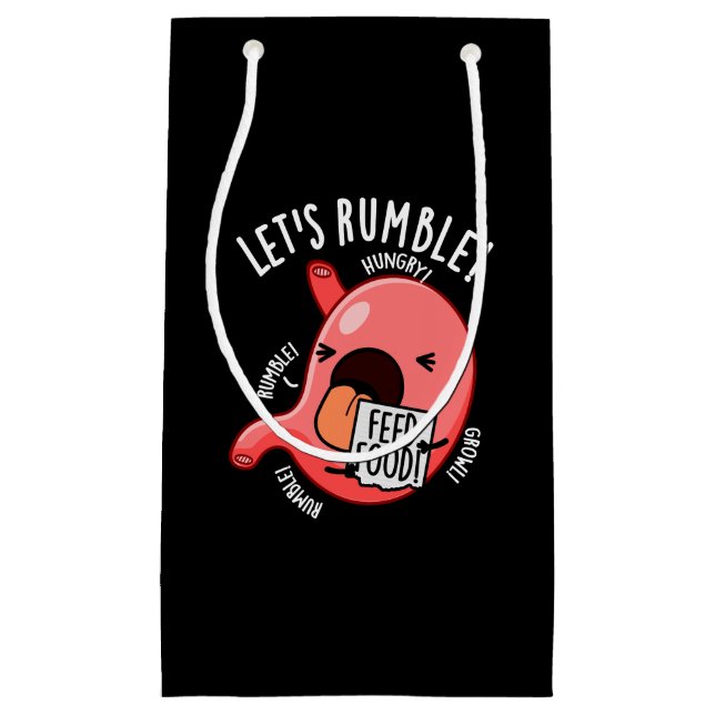 Bolsa De Regalo Pequeña Rumble gracioso Stomach Pun Dark BG (Anverso)