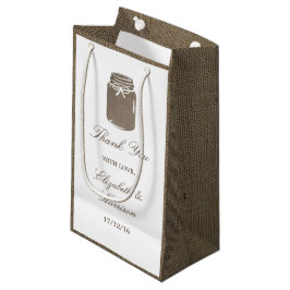 Bolsa De Regalo Pequeña Rustic Burlap Mason Jar Boda