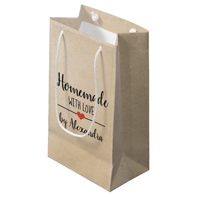 Bolsa De Regalo Pequeña Rustic Homemade con amor kraft pequeña bolsa de re (Angulo Anverso)
