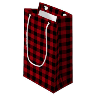 Bolsa De Regalo Pequeña Rústico Patrón de trenzas rojas