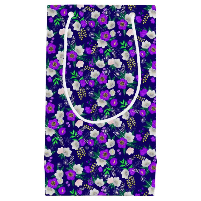 Bolsa De Regalo Pequeña Rústico Primavera Pansy Flores Bouquet (Anverso)