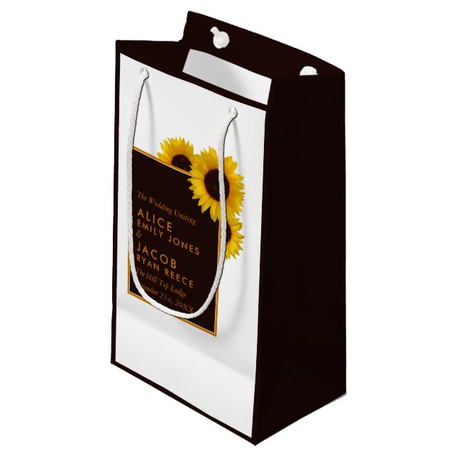 Bolsa De Regalo Pequeña Rústicos girasoles rurales - Boda floral (Angulo Anverso)