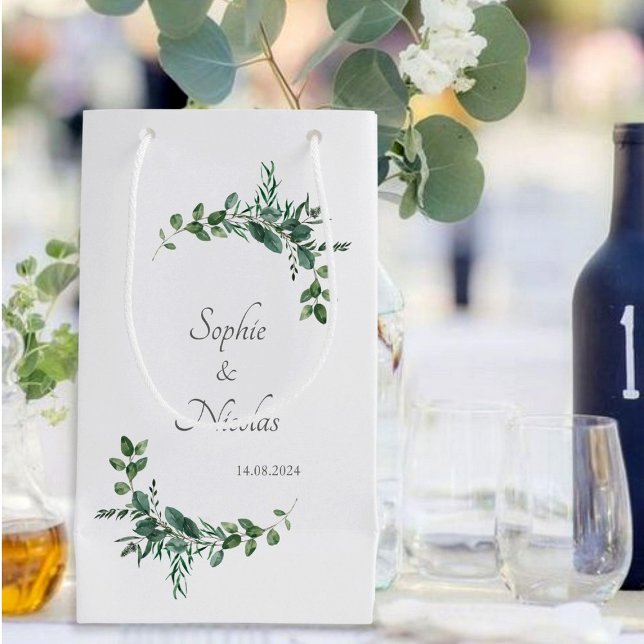 Bolsa De Regalo Pequeña Sac cadeau Mariage Feuillage Eucalyptus (sac cadeau mariage feuillage eucalyptus, sacs cadeaux invités mariage personnalisables avec noms )