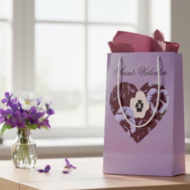 Bolsa De Regalo Pequeña Sac Cadeau Saint-Valentin Cœur de Violettes (Subido por el creador)