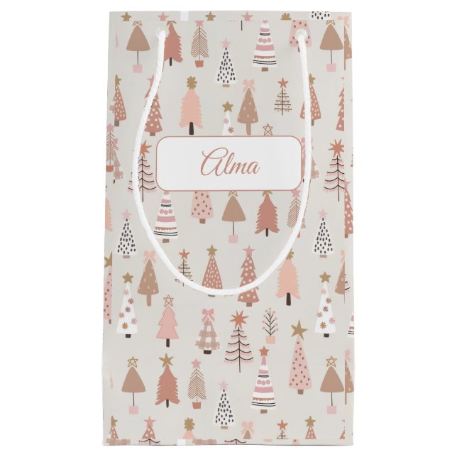 Bolsa De Regalo Pequeña Sac cadeau Sapin Noël Rose Scandinave (Anverso)